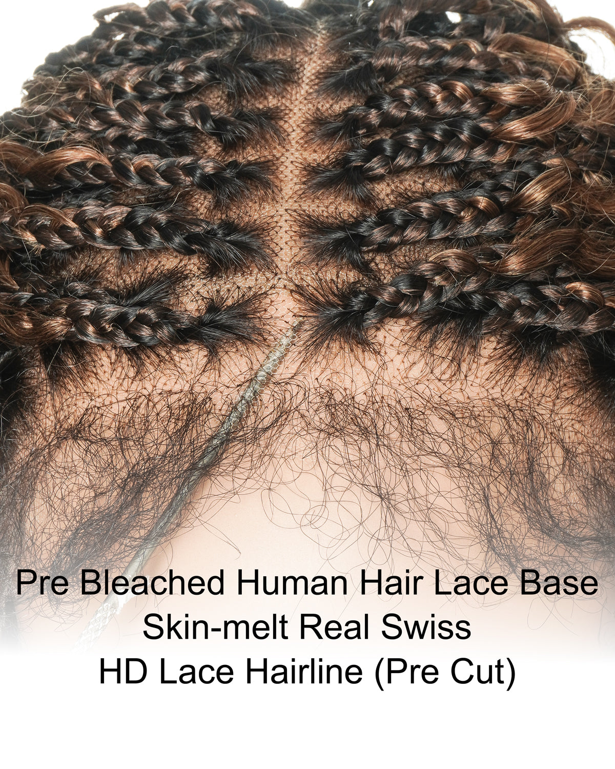 Lulu - Perruque bouclée tressée en dentelle intégrale suisse HD pré-décolorée en cheveux naturels, style bohème, Bora Bora