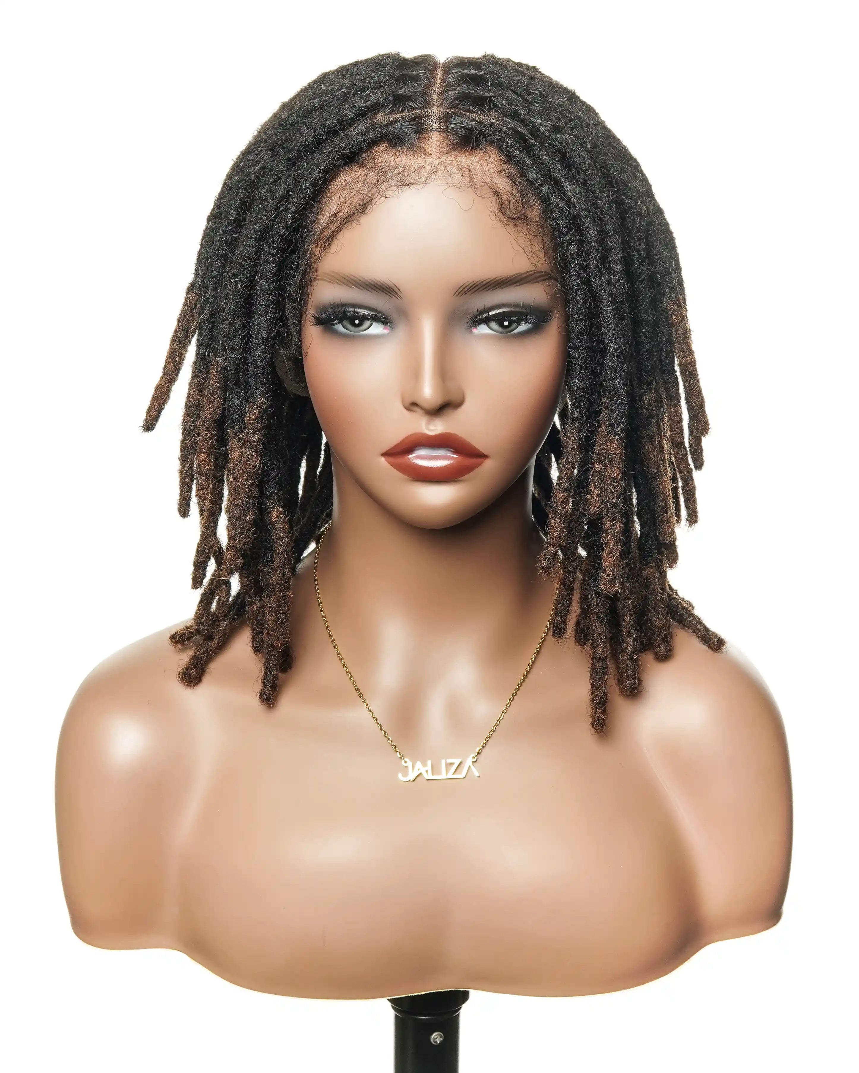 Perruque en dentelle complète Swiss HD pré-blanchie, 100 % cheveux naturels, dreadlocks de 12" qualité salon (une seule tresse mesure 6.5"-8.2")