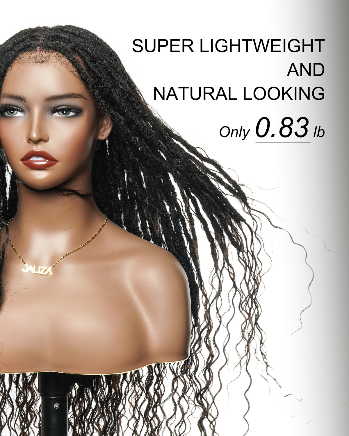 Perruque 100 % cheveux naturels, qualité salon, pré-décolorée, HD, entièrement en dentelle, Locs Boho sans nœuds, 100 mèches