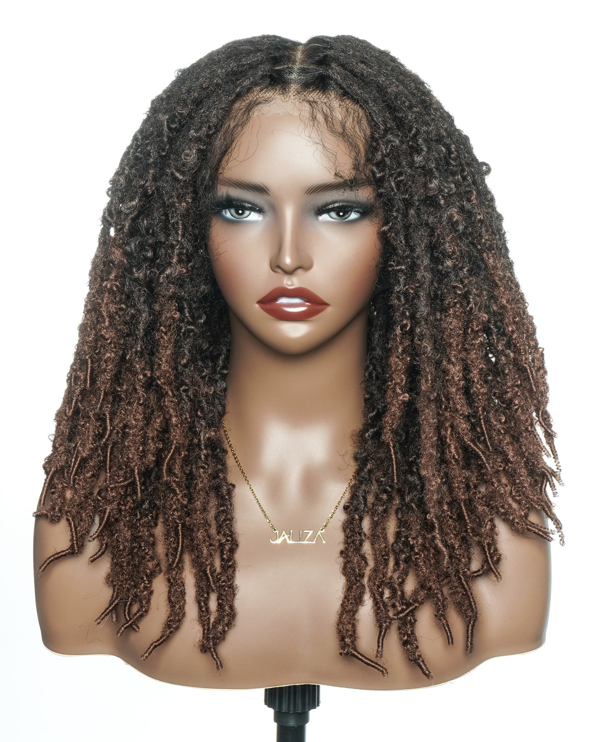 Perruque en dentelle complète suisse HD de 18 pouces avec fausses locks douces et vieillies pré-décolorées