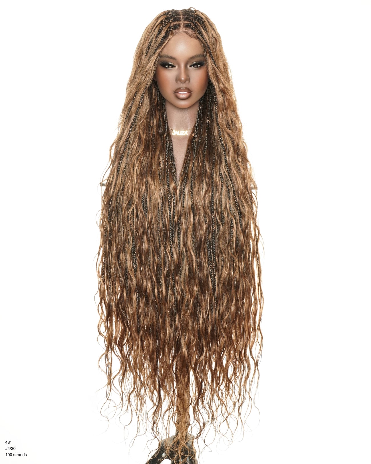 48" 100% Human Hair Curls Full Lace Body Wave Boho Braided Wig
