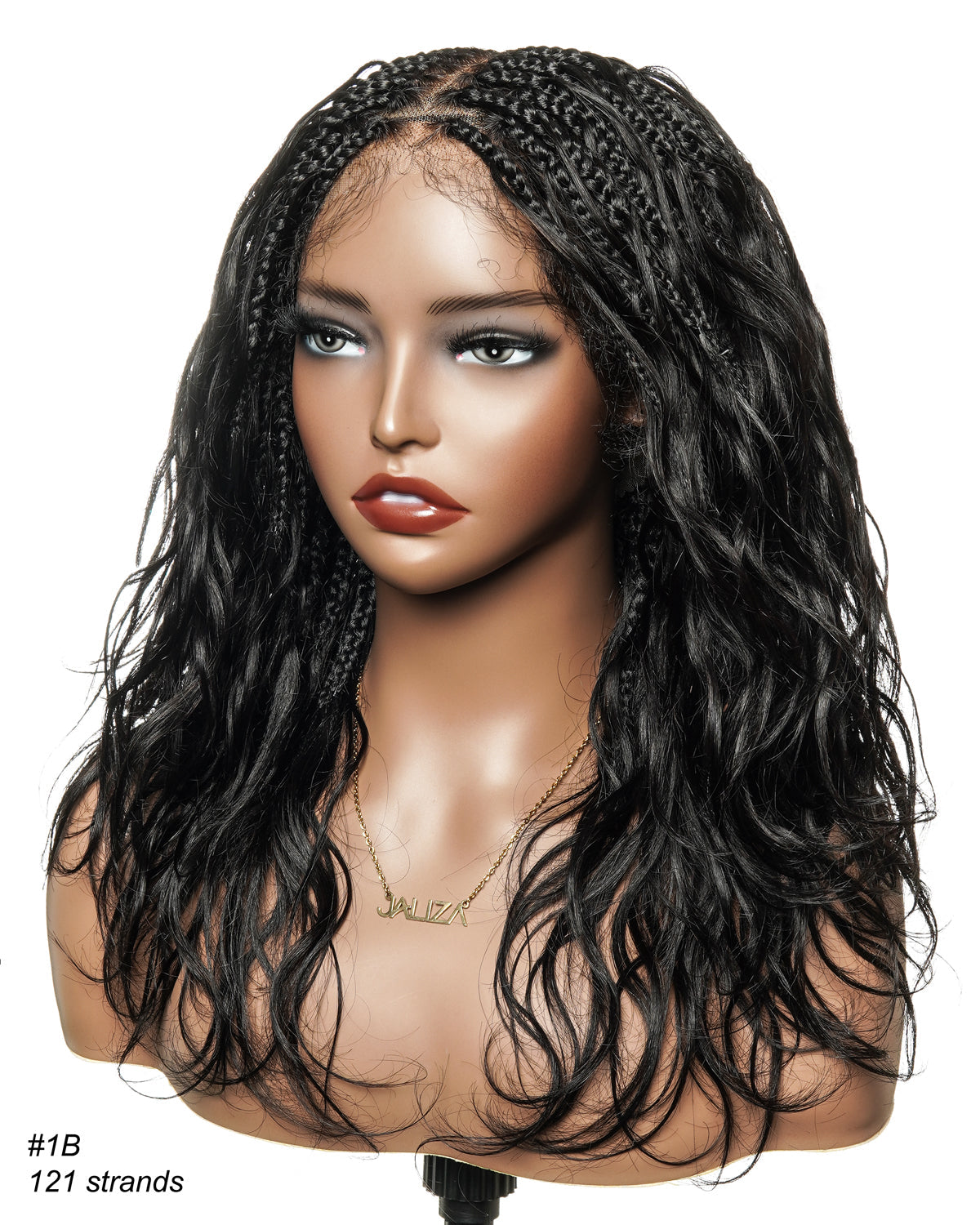 Perruque tressée bohème ondulée en cheveux humains, conception personnalisée - 121 mèches