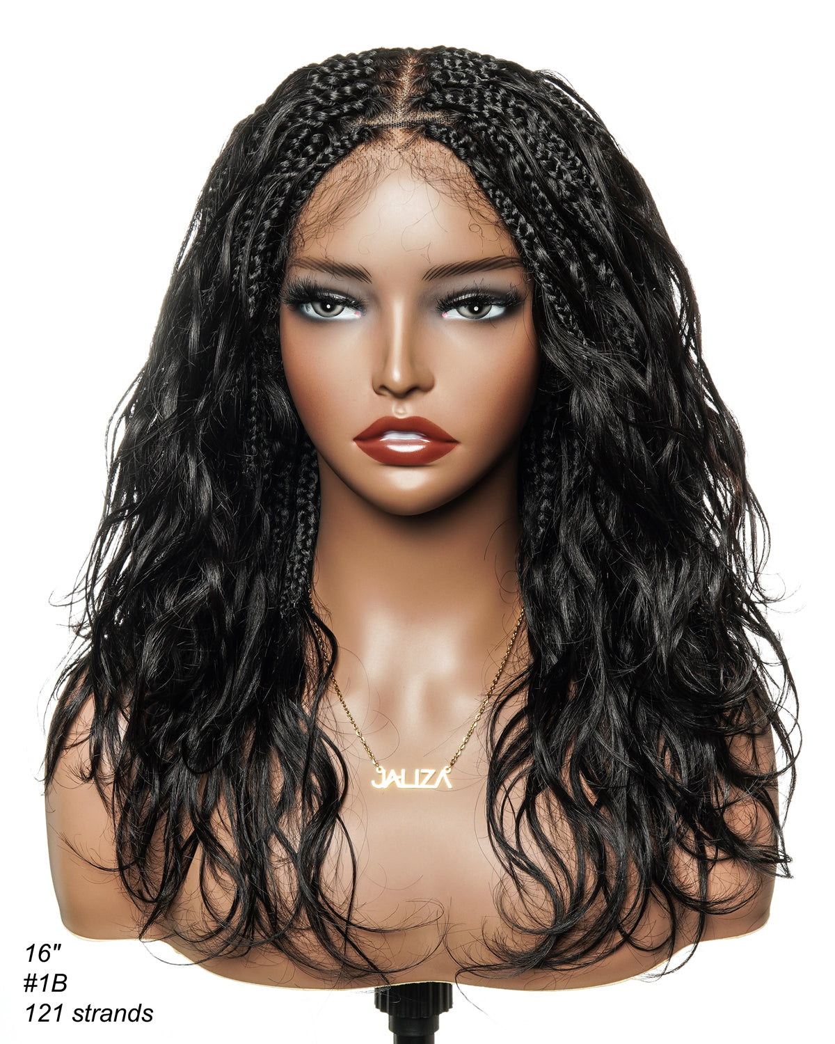 Perruque tressée bohème ondulée en cheveux humains, conception personnalisée - 121 mèches
