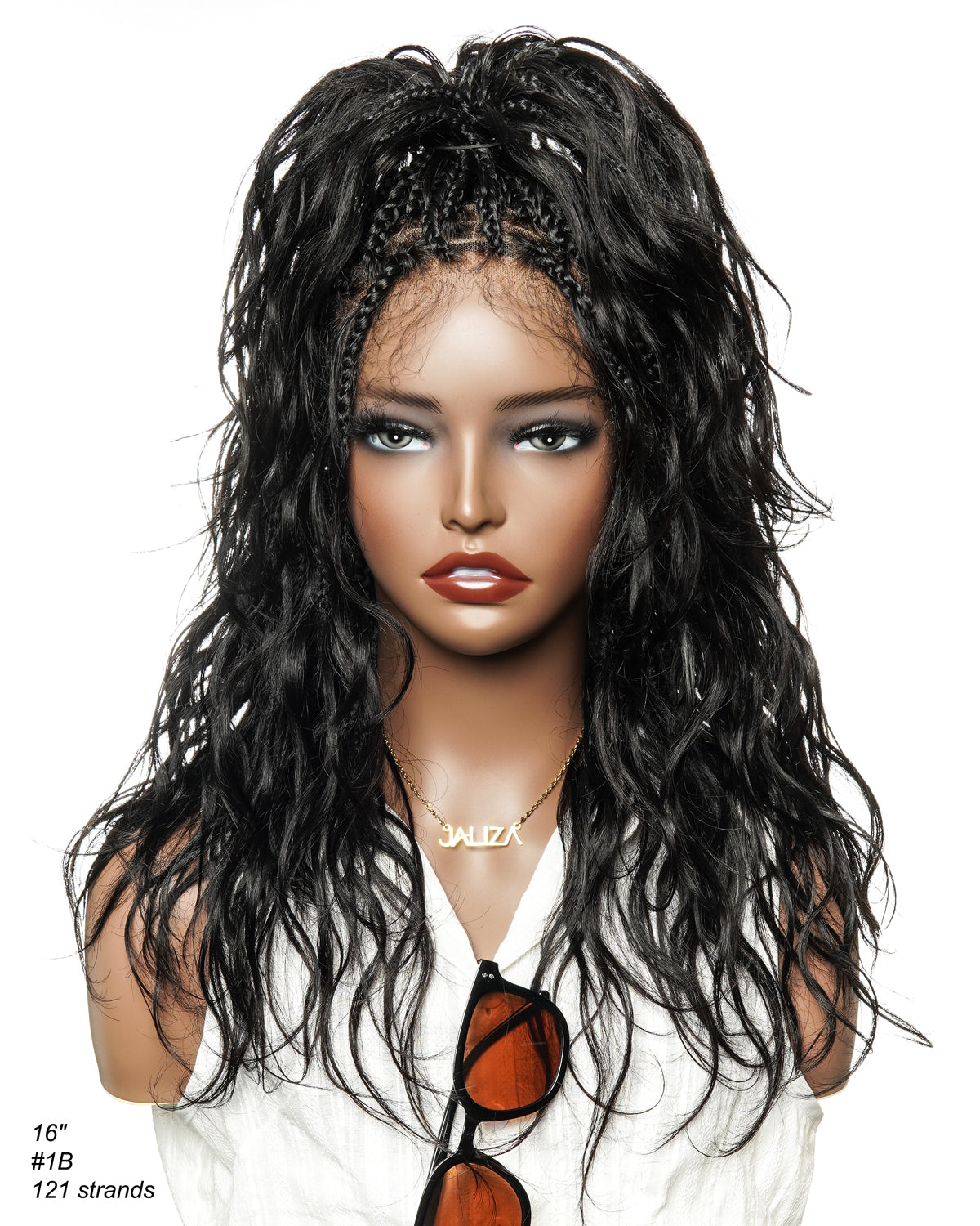 Perruque tressée bohème ondulée en cheveux humains, conception personnalisée - 121 mèches