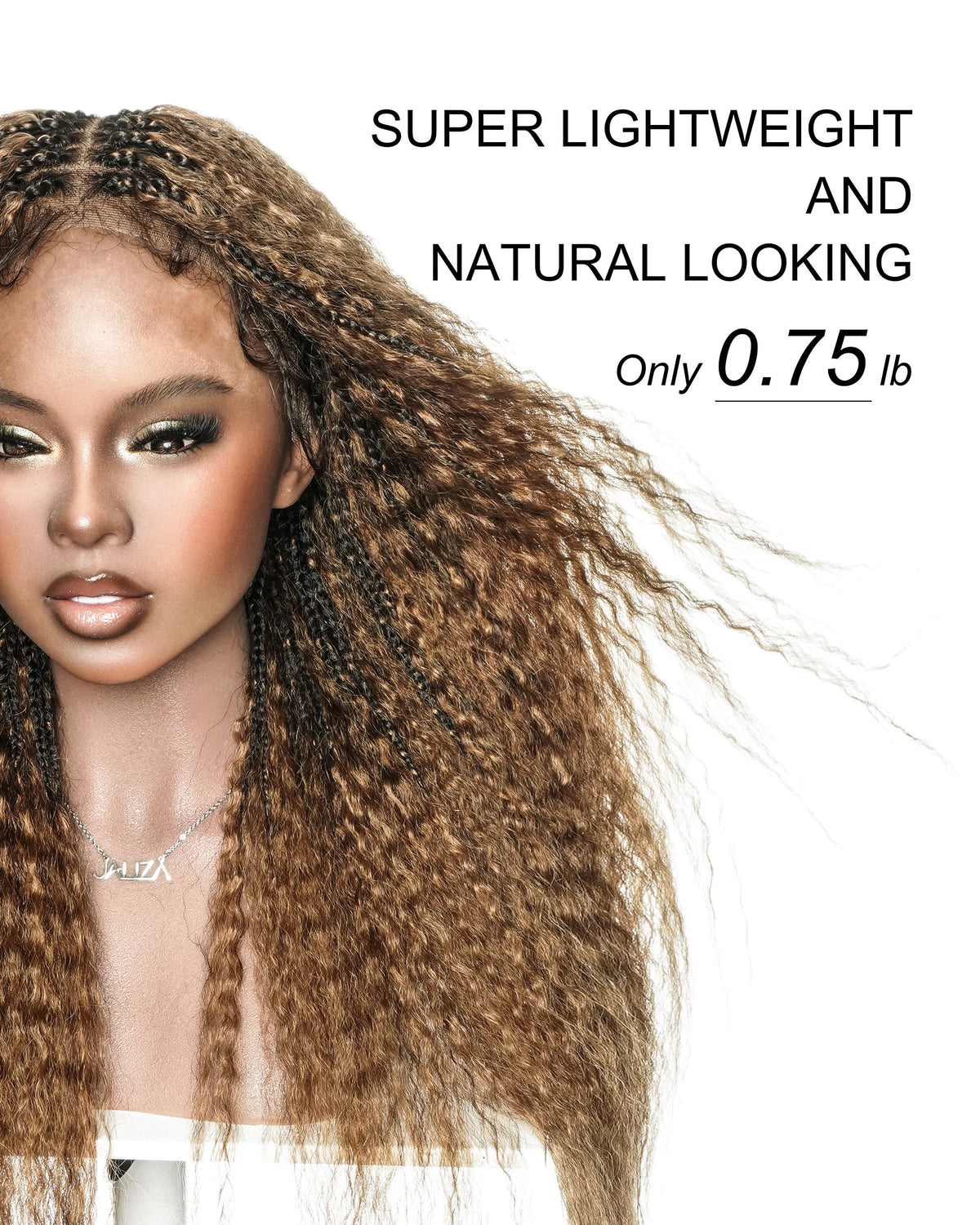 Makeda - Kinky Straight 100% Premium Human Hair Curls Ultra Full Boho Box Braided Wig