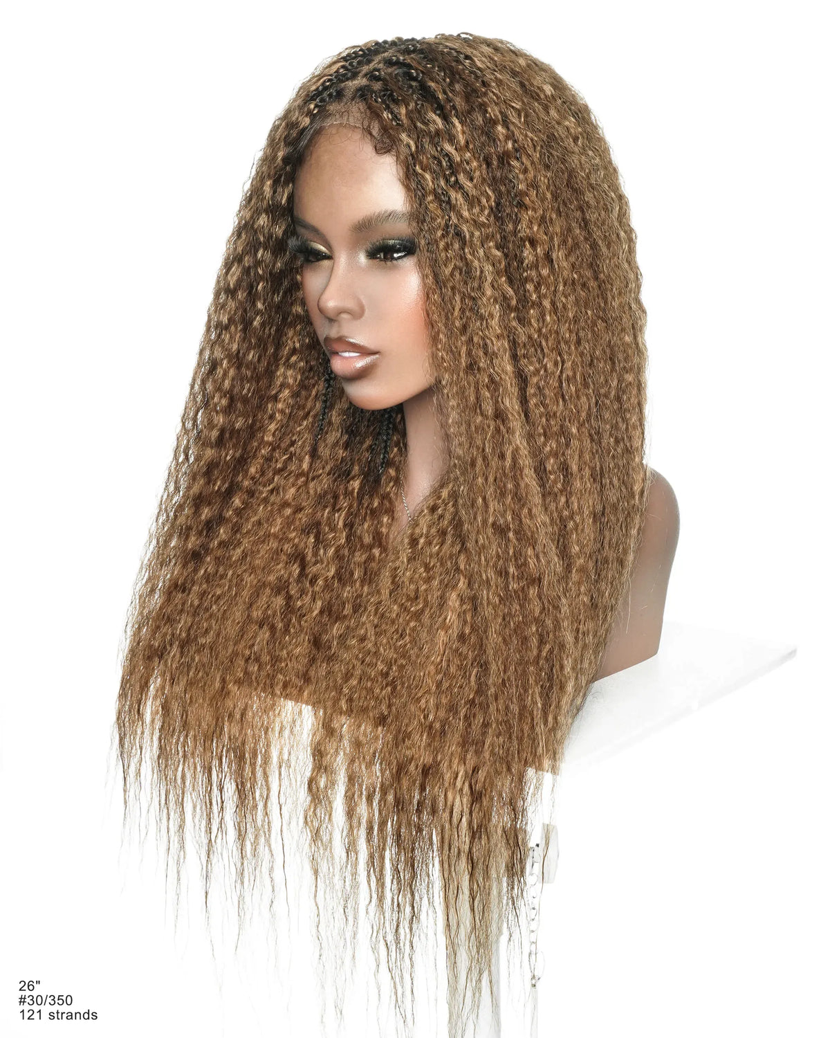 Makeda - Kinky Straight 100% Premium Human Hair Curls Ultra Full Boho Box Braided Wig