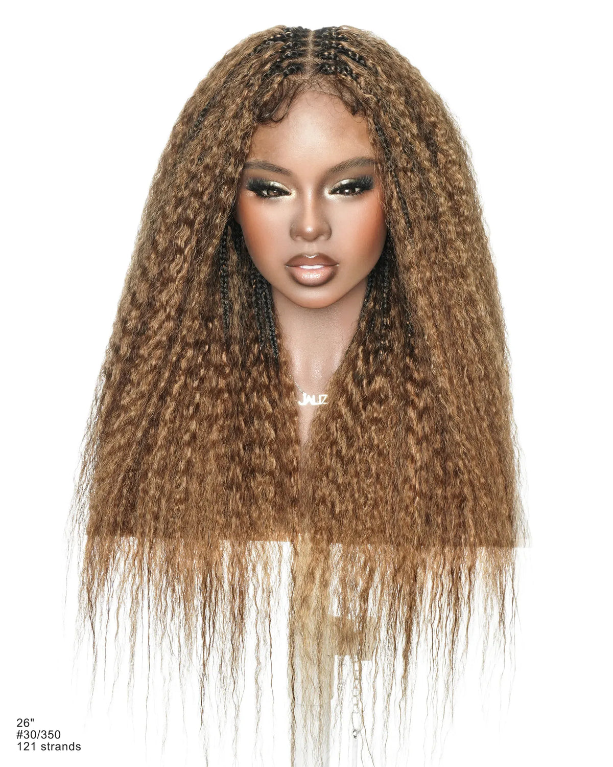 Makeda - Kinky Straight 100% Premium Human Hair Curls Ultra Full Boho Box Braided Wig