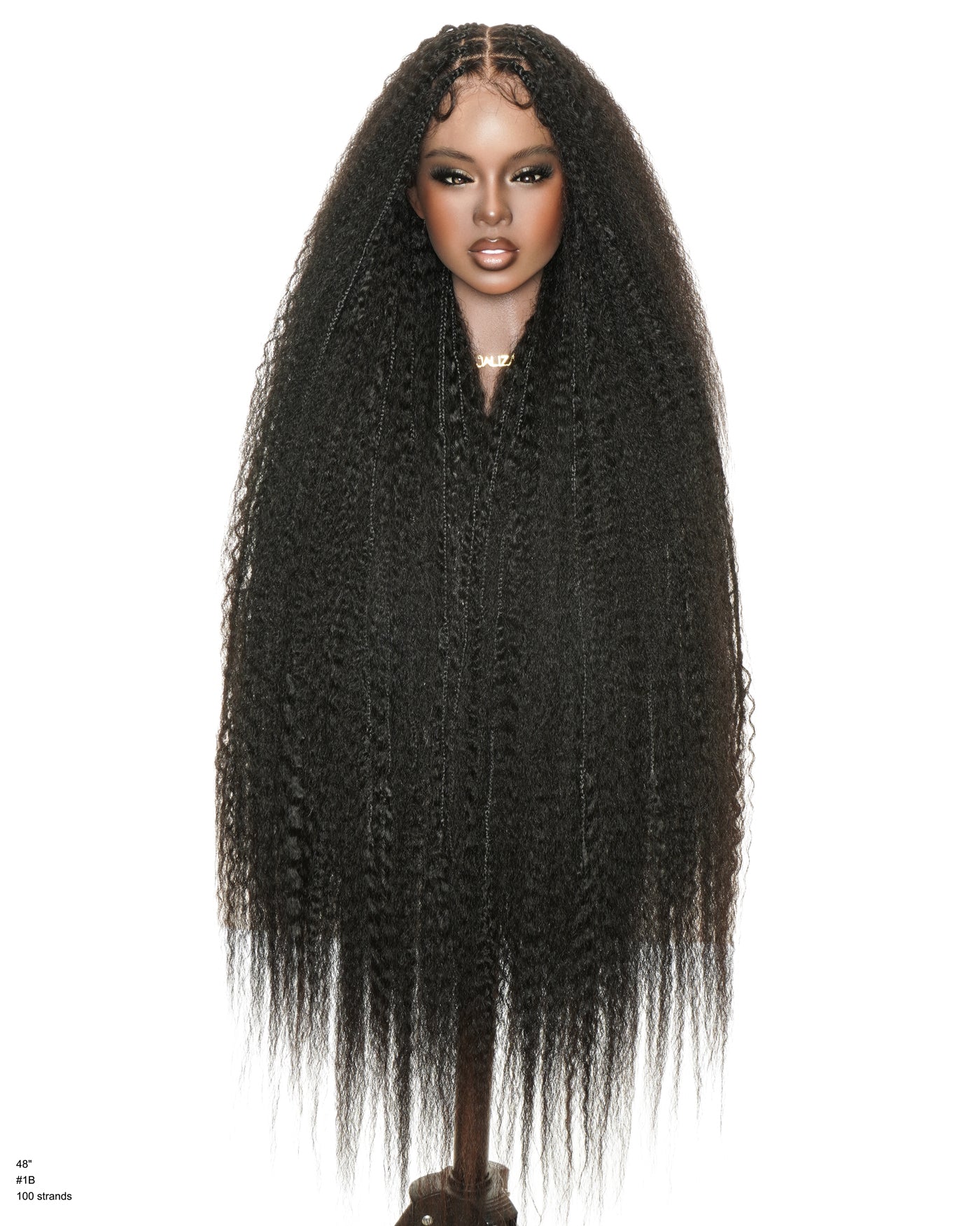 Makeda - Kinky Straight Virgin Human Hair Ultra Full Boho Box Braided Wig
