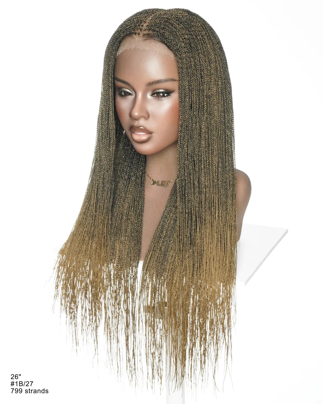 Mica - Perruque HD Suisse pré-décolorée, 26" et 36", à lacets complets, torsades sénégalaises micro sans nœuds, 799 mèches