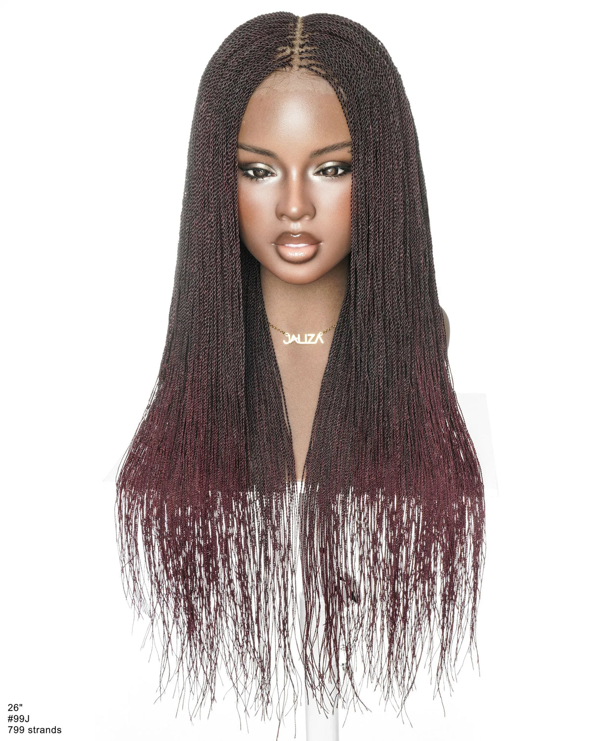 Mica - Perruque HD Suisse pré-décolorée, 26" et 36", à lacets complets, torsades sénégalaises micro sans nœuds, 799 mèches