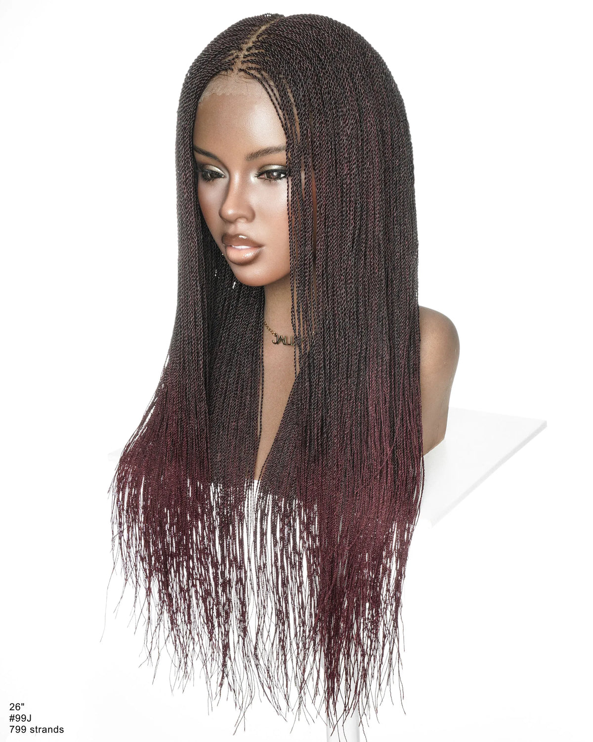 Mica - Perruque HD Suisse pré-décolorée, 26" et 36", à lacets complets, torsades sénégalaises micro sans nœuds, 799 mèches