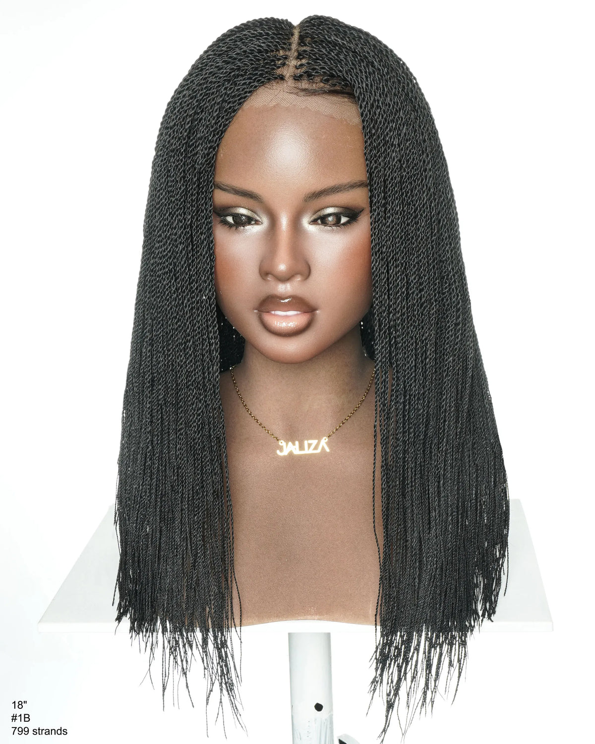 Mica - Perruque HD Suisse pré-décolorée, 26" et 36", à lacets complets, torsades sénégalaises micro sans nœuds, 799 mèches