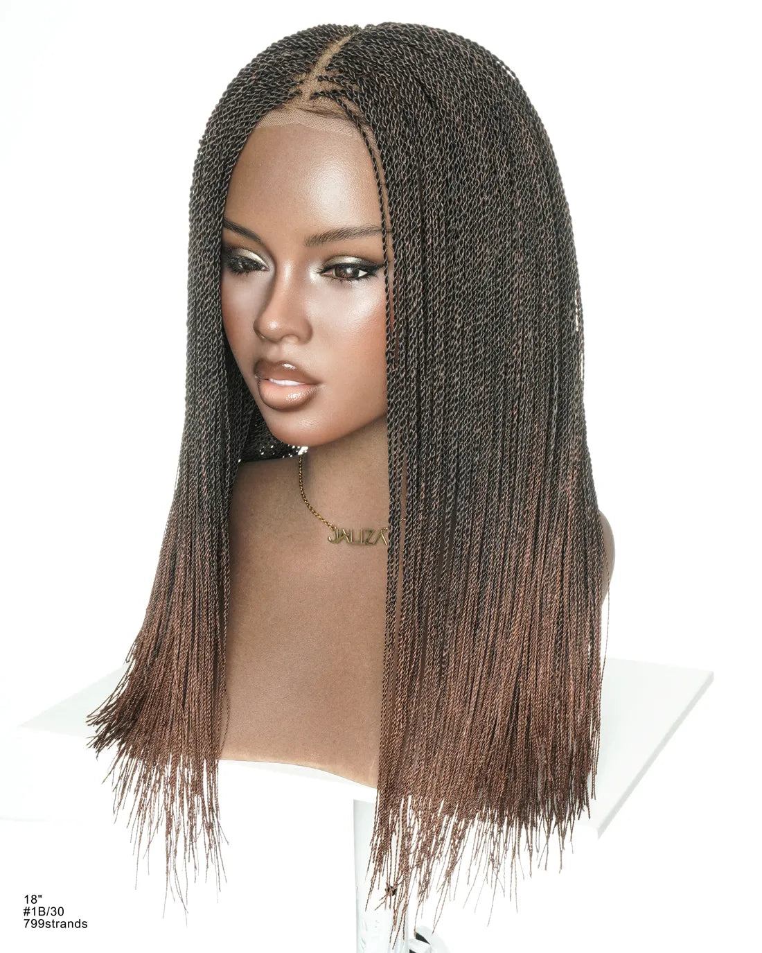 Mica - Perruque HD Suisse pré-décolorée, 26" et 36", à lacets complets, torsades sénégalaises micro sans nœuds, 799 mèches