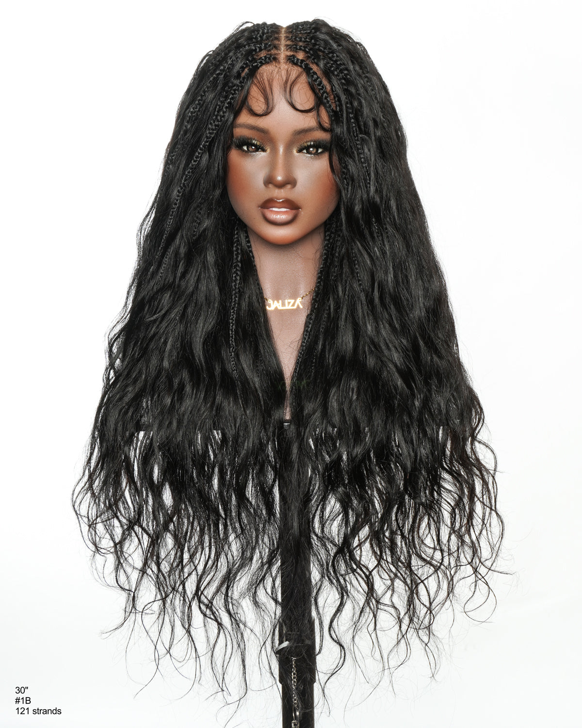 Michelle - Perruque tressée miracle sans colle style salon, dentelle suisse HD pré-blanchie, tresses Boho Bora Bora, boucles corps ondulé cheveux humains