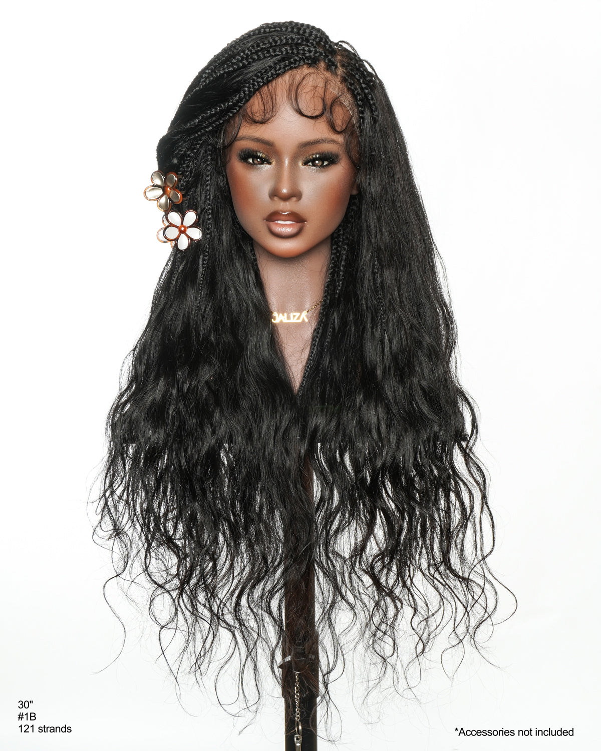 Michelle Luxury Perruque tressée de 30 pouces, 250 % de densité, Swiss HD pré-blanchie, entièrement en dentelle, modèle Bora Bora Boho, avec boucles bohèmes en cheveux humains