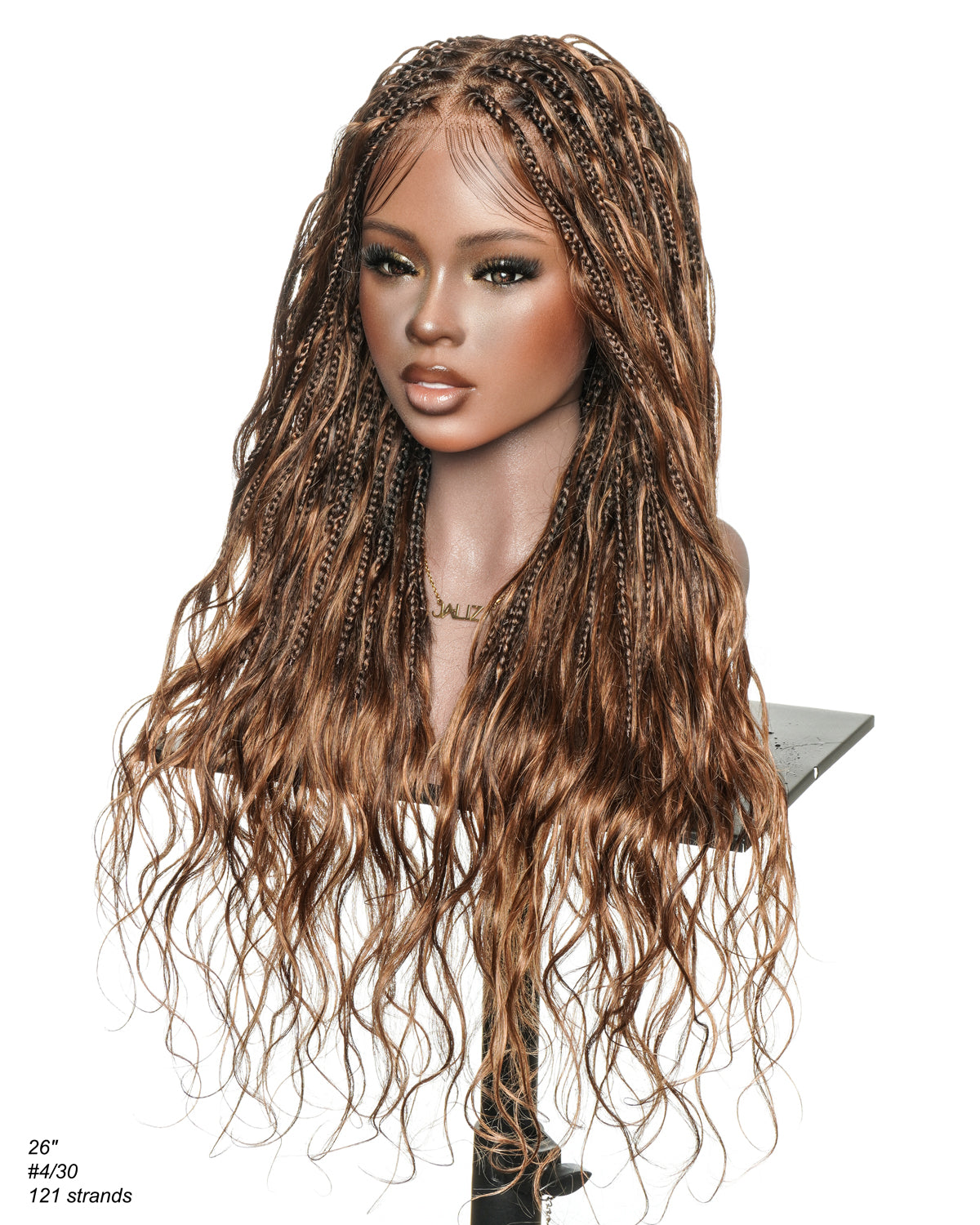 Perruque tressée bohème ondulée en cheveux humains, conception personnalisée - 121 mèches