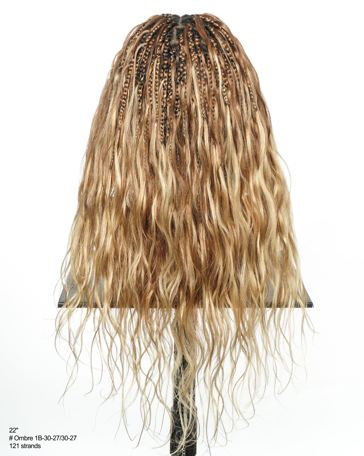 Michelle - Perruque tressée de style salon Balayage Ombré 1B-30-30/27-27 sans colle, 56 cm