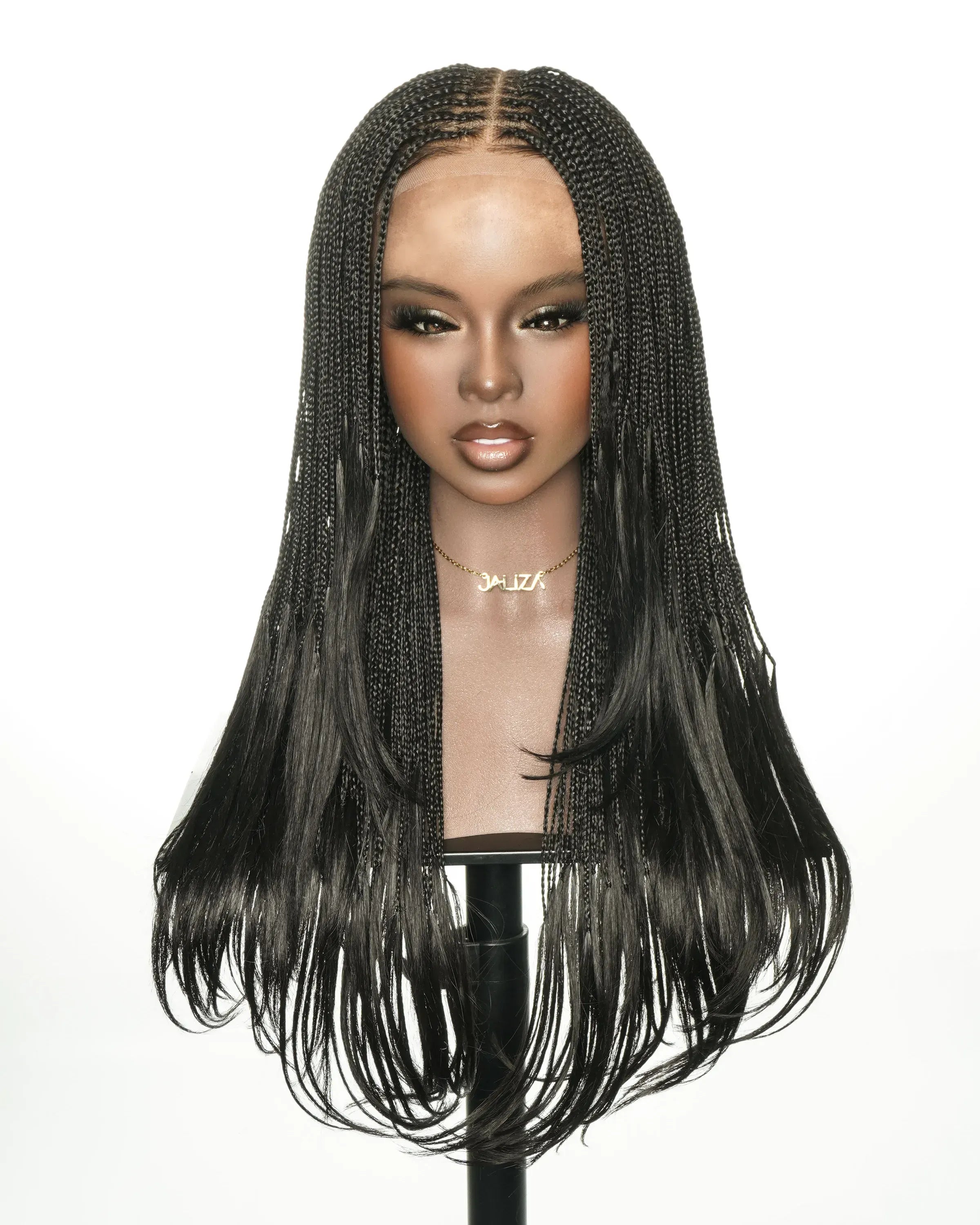 24" Micro Box 289 Strands Pre-Bleached Swiss HD Full Lace Braided Wig with Curly Ends