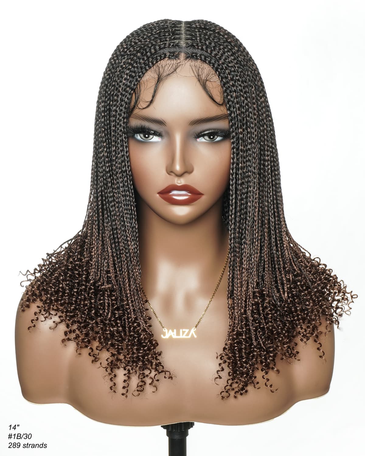 Tina - Perruque Tressée Mini Twist Sénégalaise 14" Entièrement Nouée à la Main en Dentelle Suisse HD avec Pointes Bouclées - Cheveux de Bébé Naturels