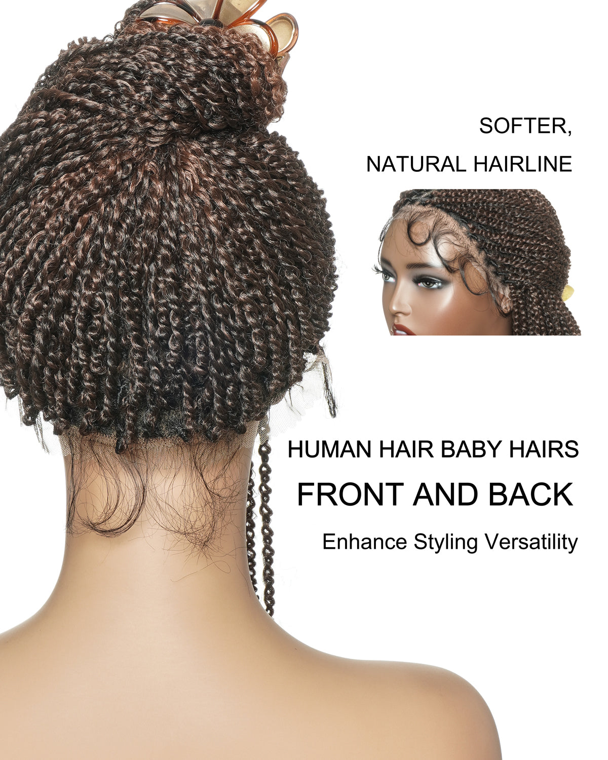 Pona - Perruque tressée Micro Passion Twist en dentelle complète suisse HD de 14 po