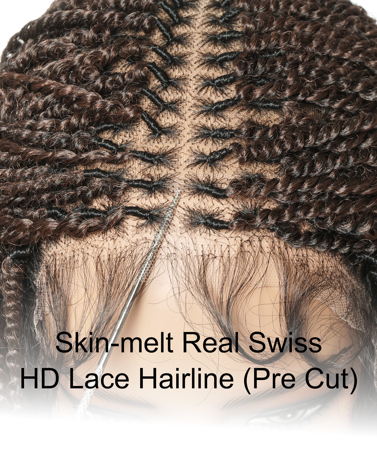 Pona - Perruque tressée Micro Passion Twist en dentelle complète suisse HD de 14 po