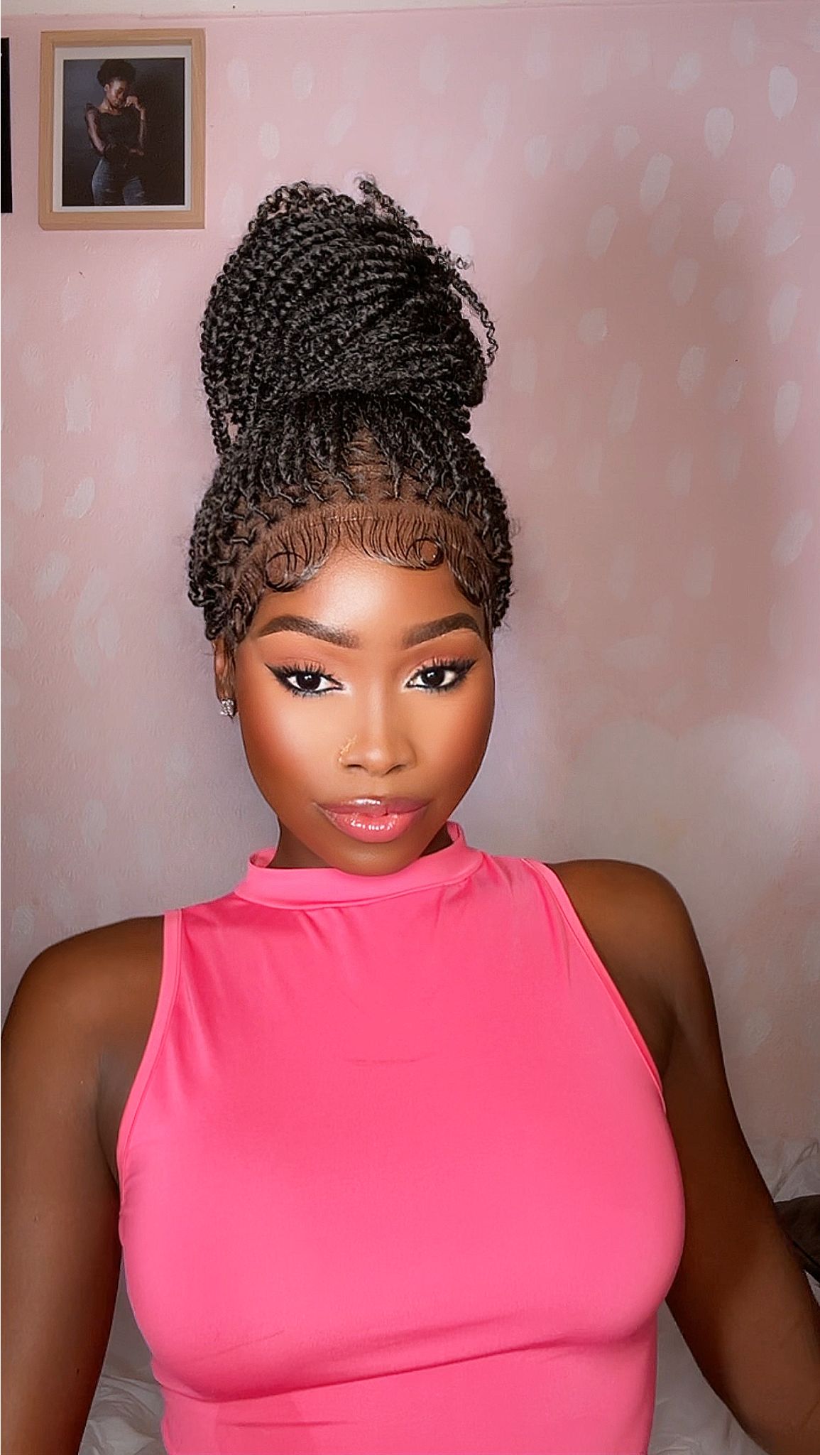 Pona - Perruque tressée Micro Passion Twist en dentelle complète suisse HD de 14 po