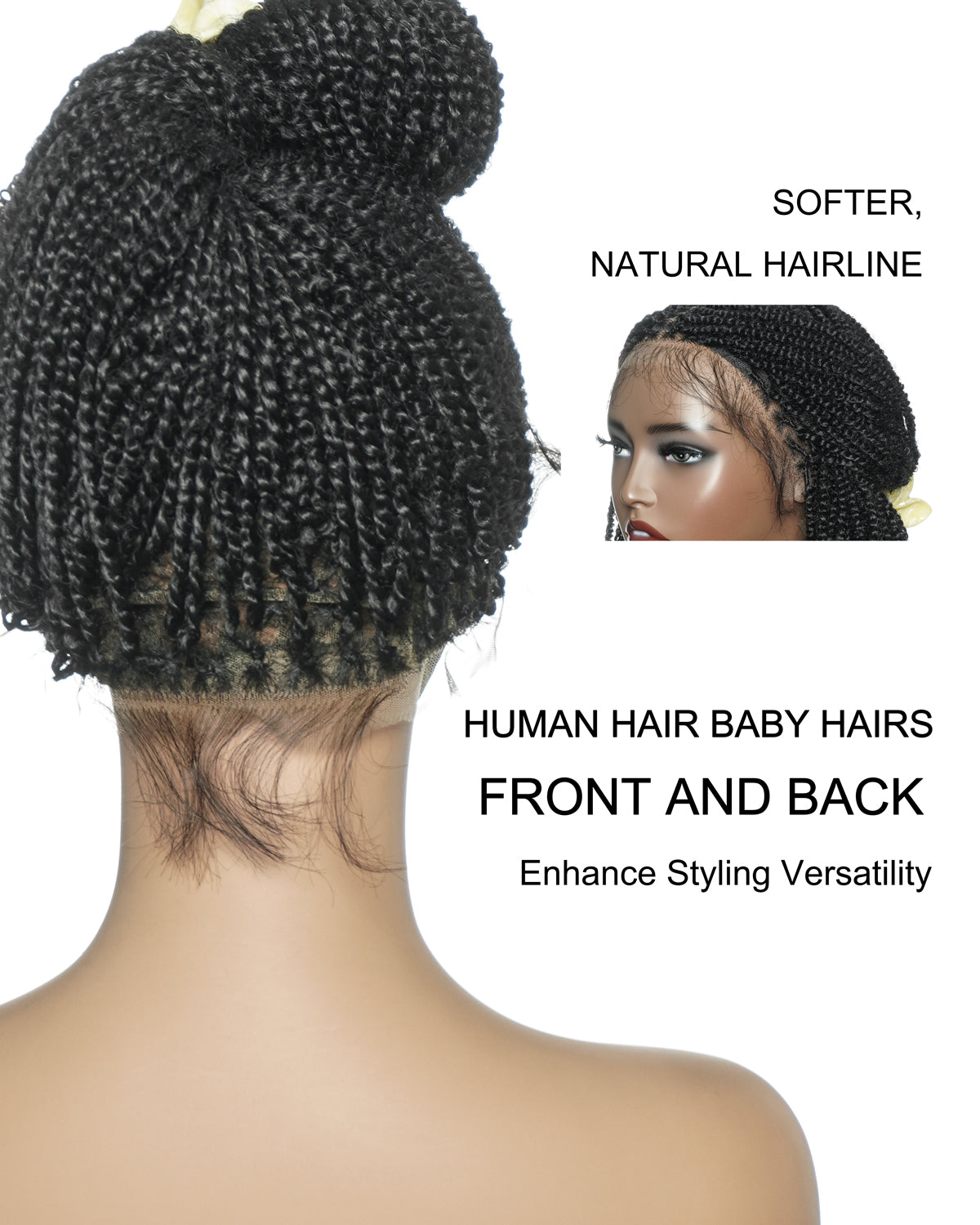 Pona - Perruque tressée Micro Passion Twist en dentelle complète suisse HD de 14 po