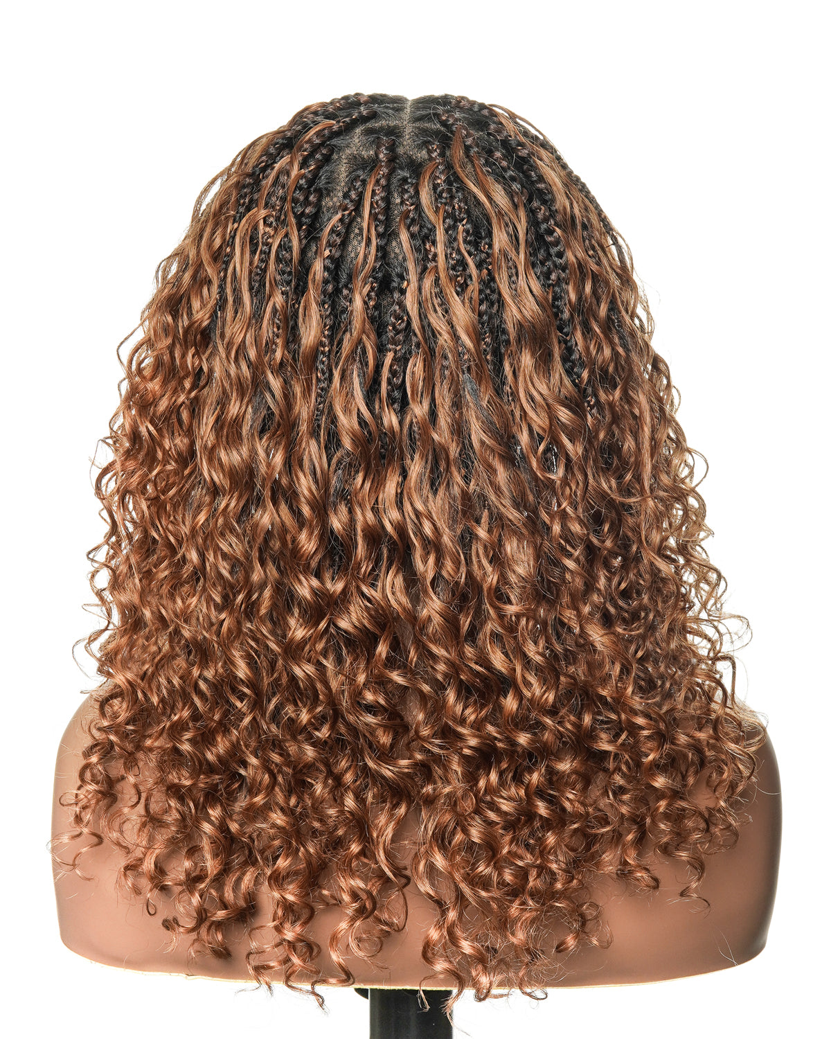 Kiki - Perruque tressée boîte bohème sans nœuds, sans colle, entièrement en dentelle, 100 % cheveux humains, 40 cm, avec bonnet à cordon de serrage