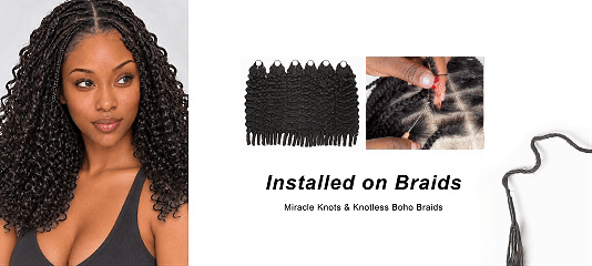 Install instruction of JALIZA Miracle Knots Human Hair Burmese Curly Feather Crochet Hair 18 inches on braids