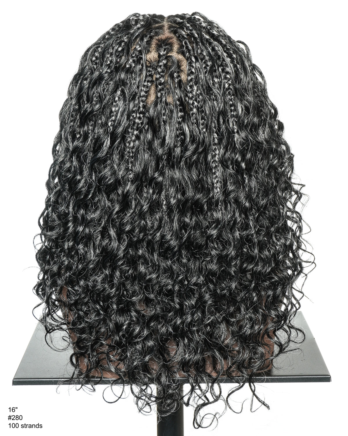Perruque tressée Boho sans colle avec boucles ondulées profondes de 16 po, style sel et poivre, dentelle complète HD – Mélange de cheveux humains et synthétiques