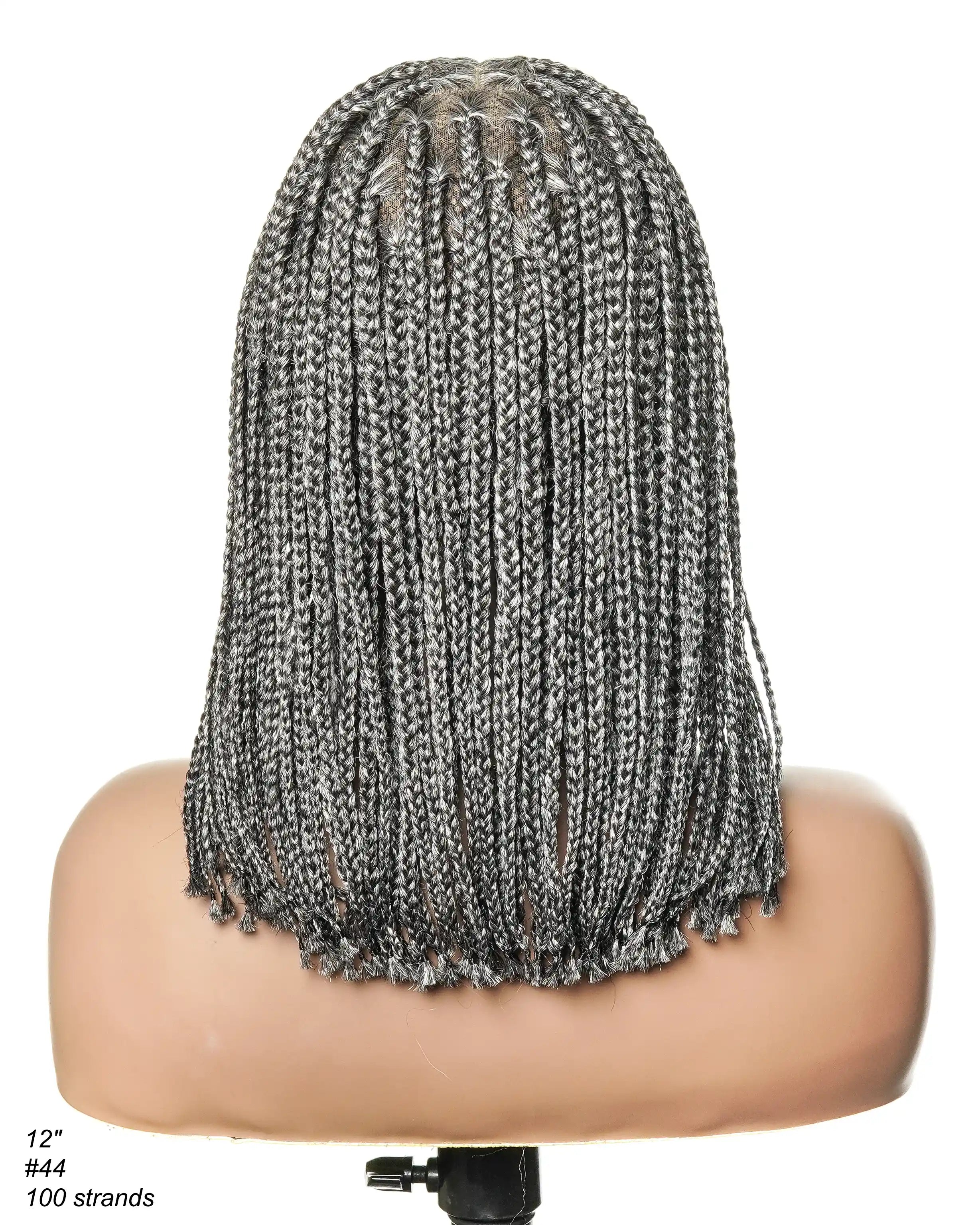 Perruque tressée de type "Bob" 12" sans nœuds, entièrement en dentelle HD
