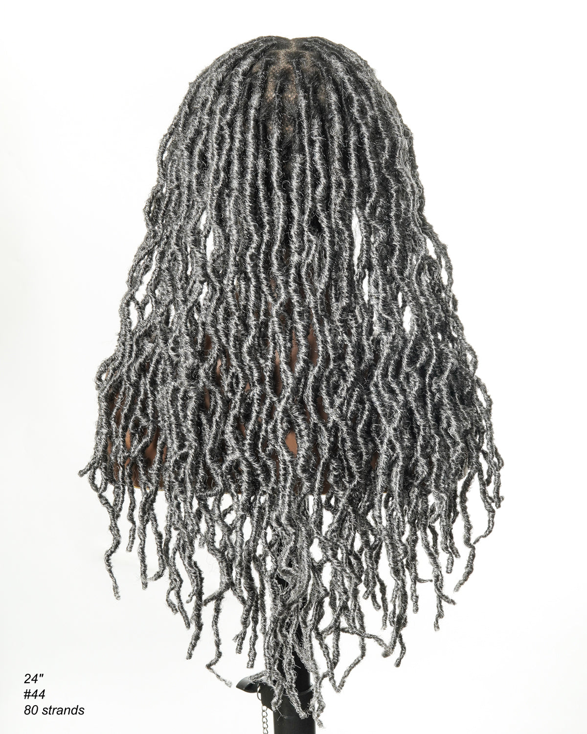 Perruque à lacets complète HD Locs sans nœuds poivre et sel de 24 pouces de qualité salon avec racines plates