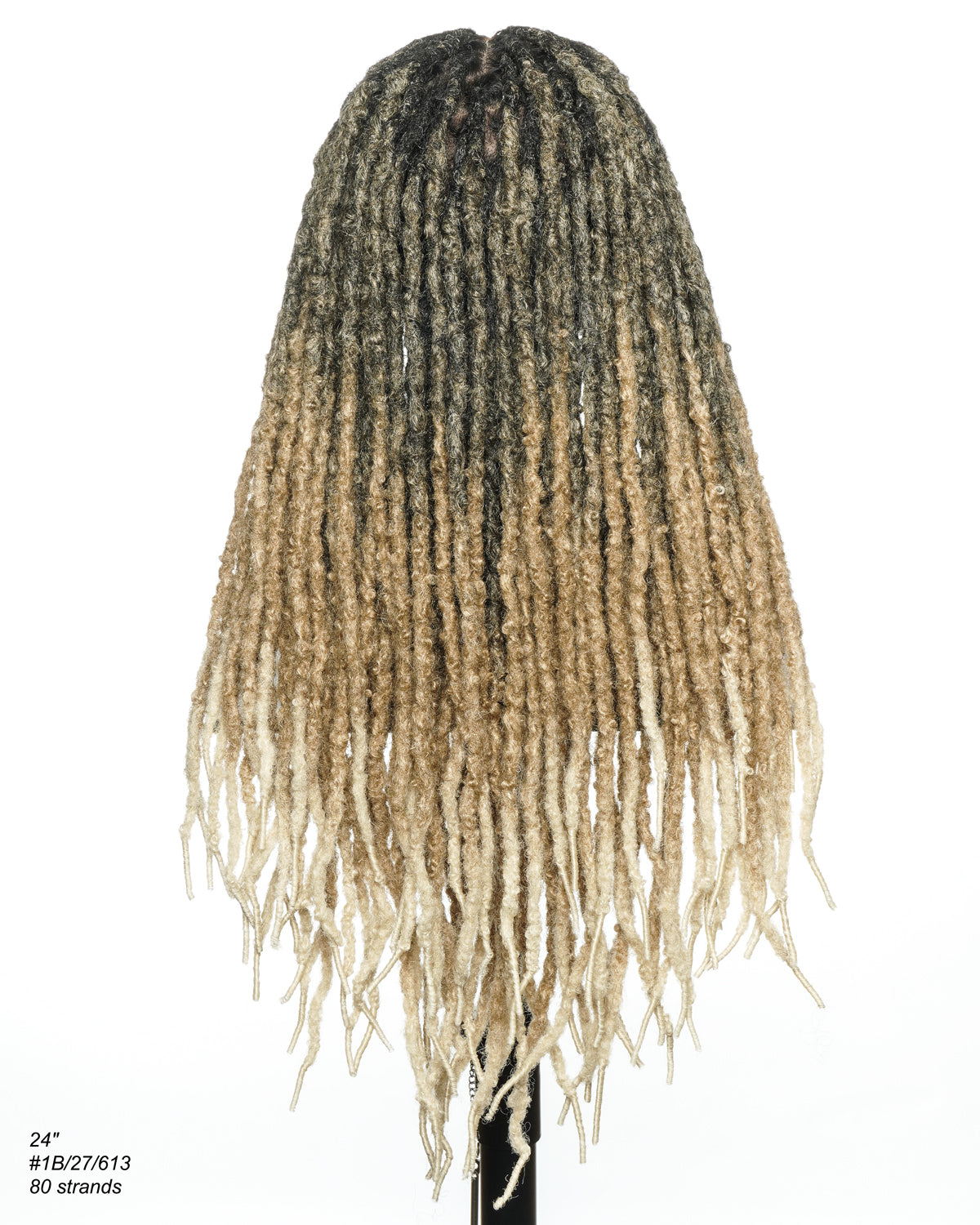 Perruque en dentelle complète suisse HD pré-blanchie, ombrée 1B-27-613, avec fausses locks douces et vieillies