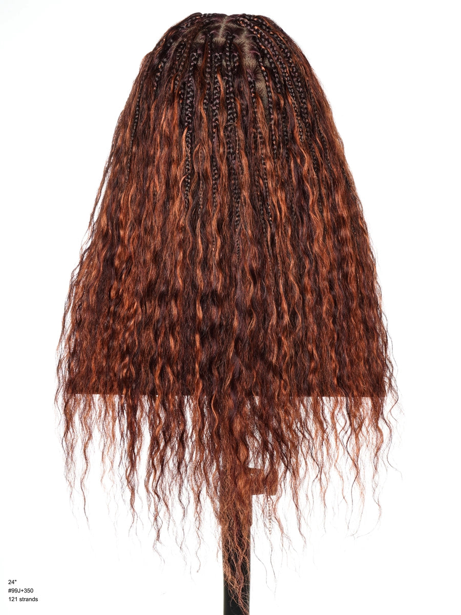 Raina - 24" Mix Color Wavy Bora Bora Swiss HD Lace Full Lace Braided Wig