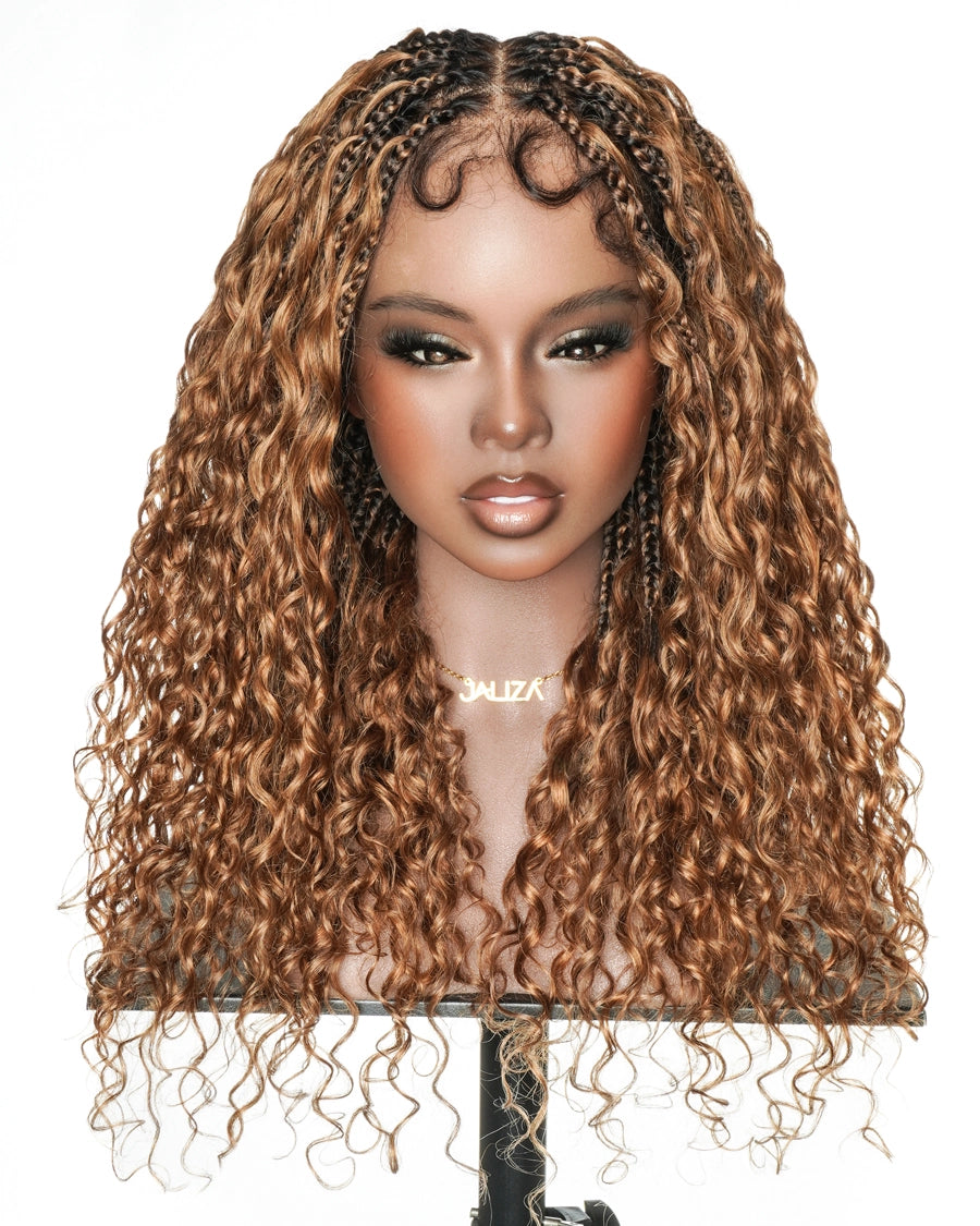 Tiana - Perruque Tressée en Cheveux Humains Pré-décolorés Bouclés Espagnols Miracle Braids Boho Swiss HD Full Lace