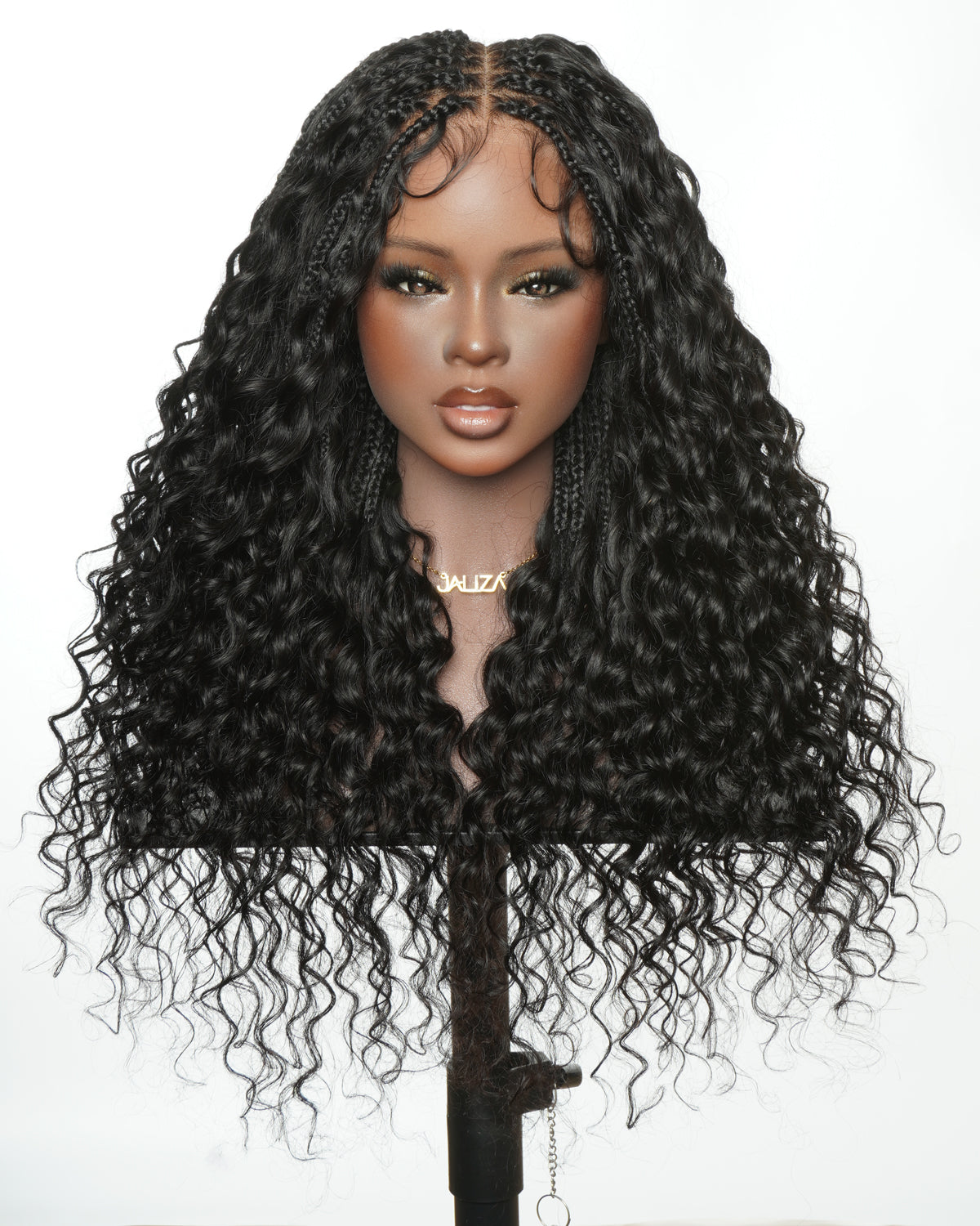 Amanda - Ultra-Dense Pre Bleached Swiss HD Lace Human Hair Curls Knotless Boho Box Braided Wig