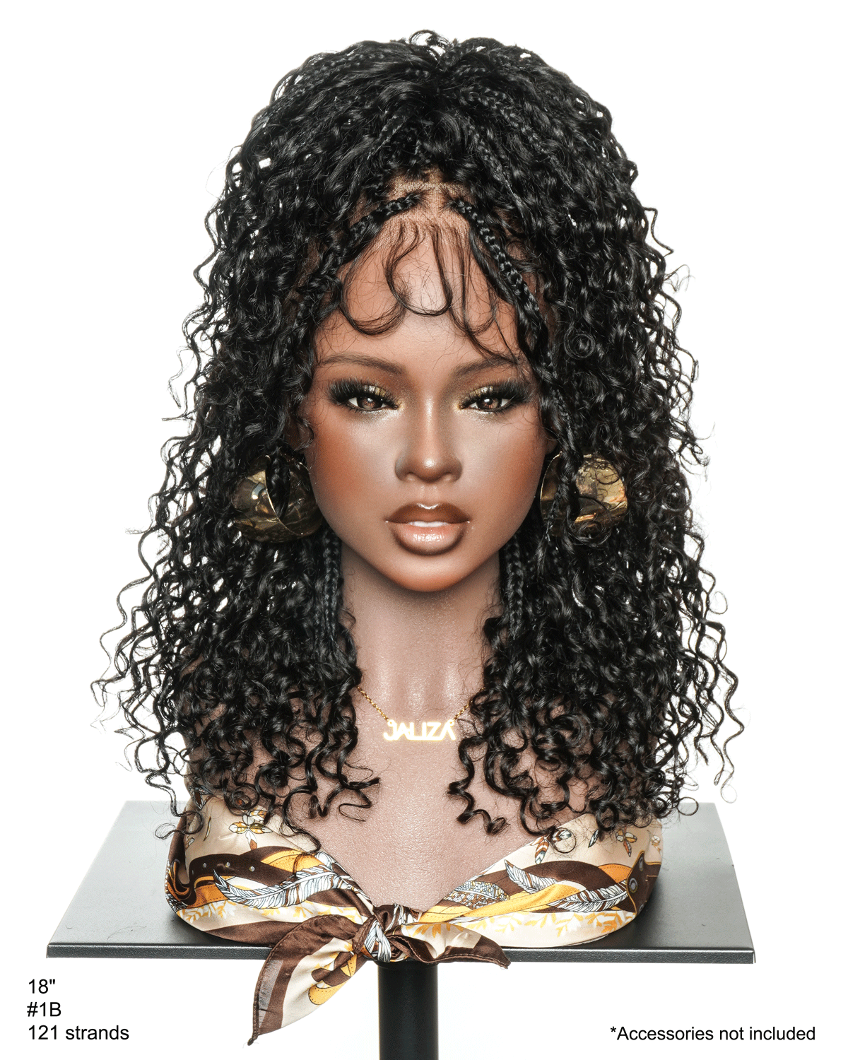 Nami - Bonnet à cordon sans colle Cheveux humains ondulés Boucles pré-décolorées Dentelle HD Suisse Perruque tressée de tresses Boho sans nœuds