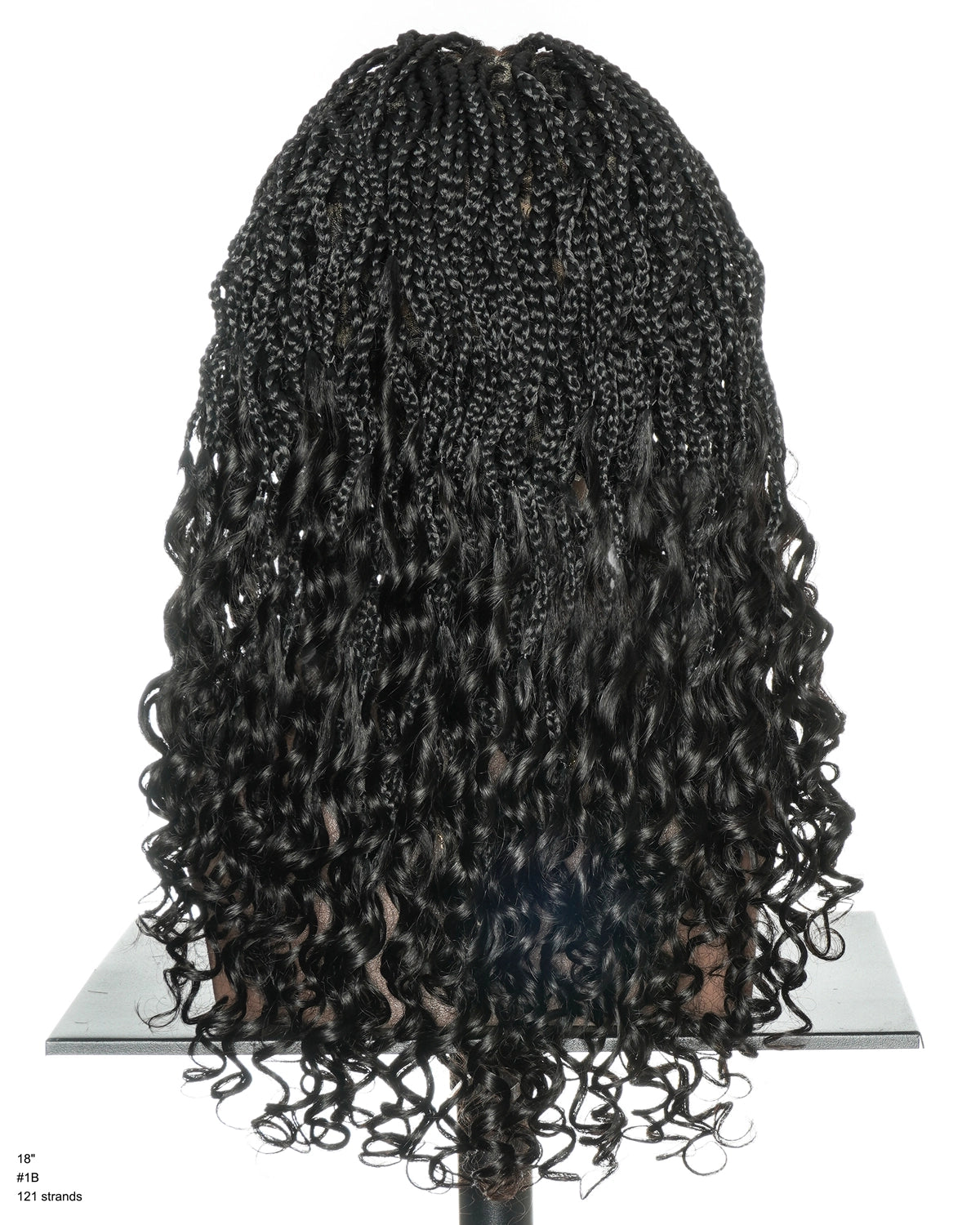 Perruque tressée de 18 pouces légère avec des pointes bouclées en cheveux naturels