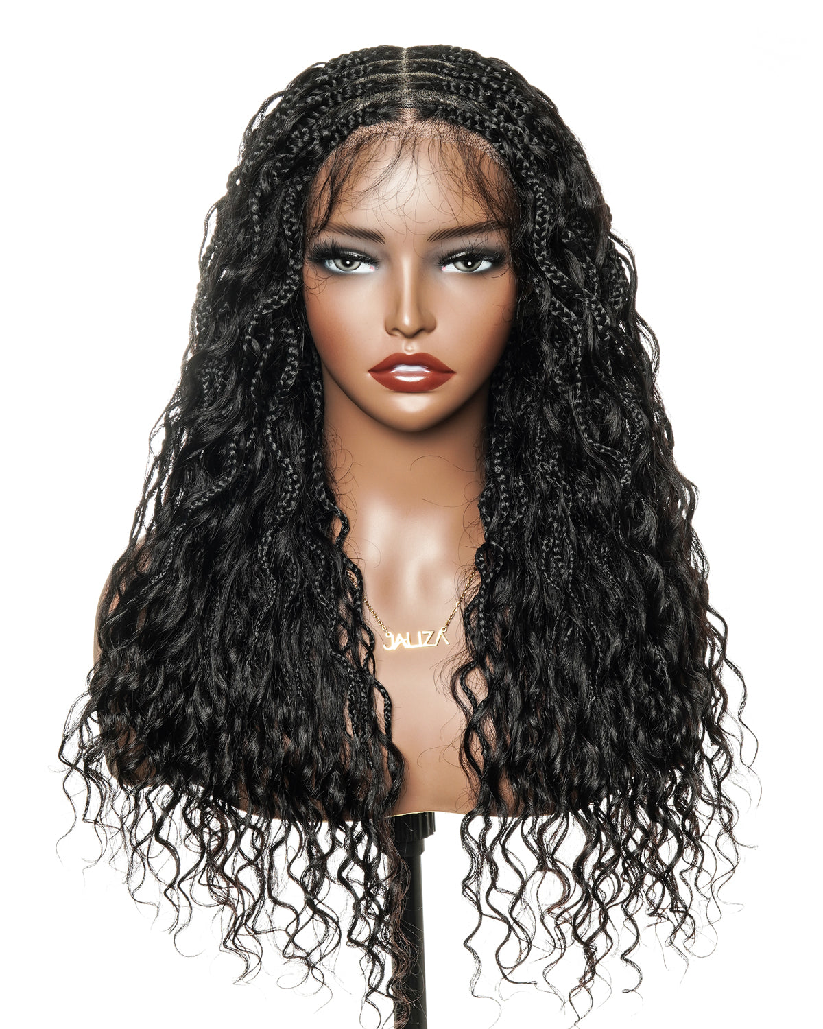 Wavina - Perruque tressée de 24 pouces avec tresses ondulées et vagues bohèmes en cheveux naturels