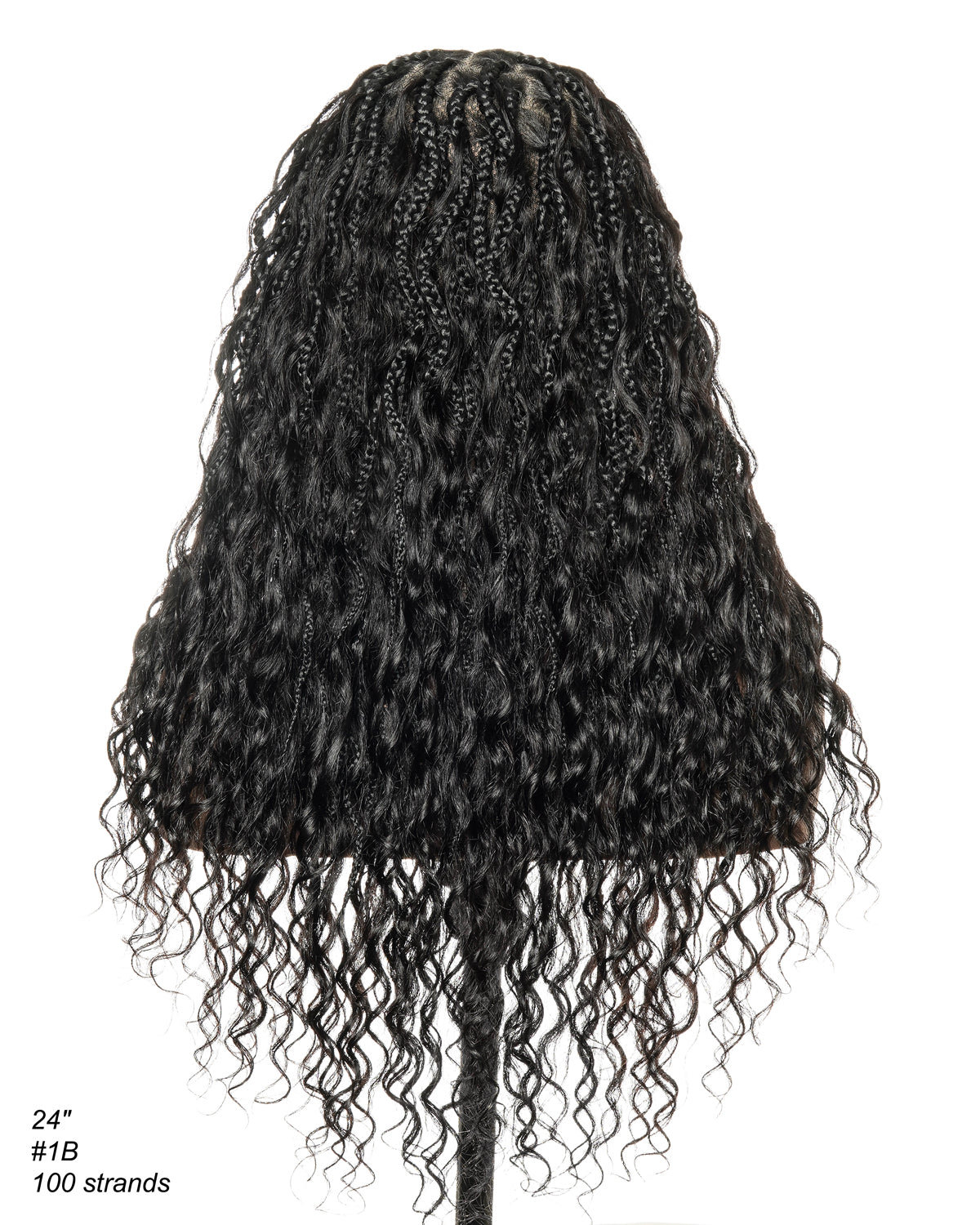 Wavina - Perruque tressée de 24 pouces avec tresses ondulées et vagues bohèmes en cheveux naturels