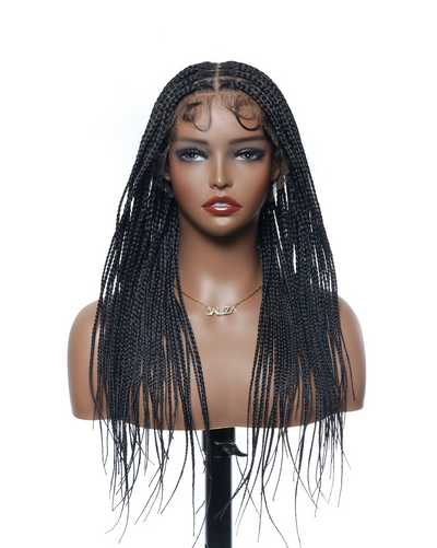Kora - Pre Bleached Human Hair Lace Lightweight Knotless Swiss HD Lace Box Braided Wig 100 Strands