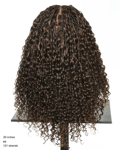 Nami - Perruque tressée de type Boho avec cordon de serrage, 100 % cheveux humains, bonnet et lace frontale suisse HD, coupe pré-coiffée, décolorée et épilée