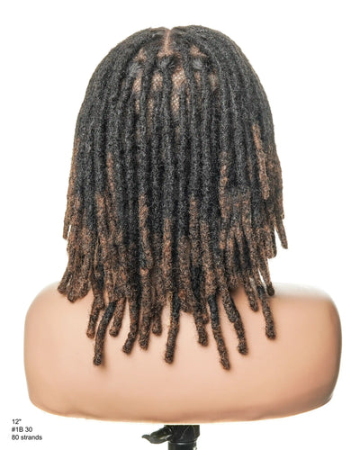 Perruque en dentelle complète Swiss HD pré-blanchie, 100 % cheveux naturels, dreadlocks de 12" qualité salon (une seule tresse mesure 6.5"-8.2")