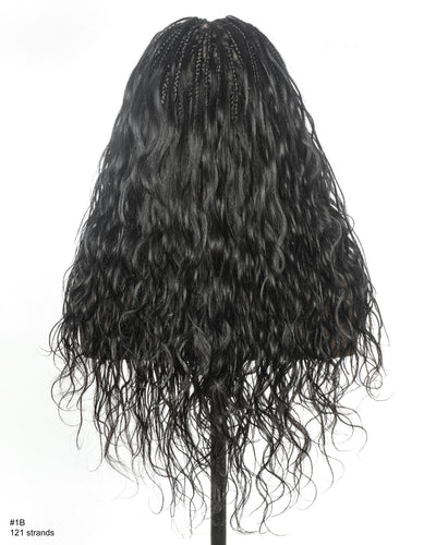 Michelle - Perruque Bora Bora Body Wave tressée de tresses Boho, entièrement lacée, cheveux humains vierges 100 % pré-décolorés