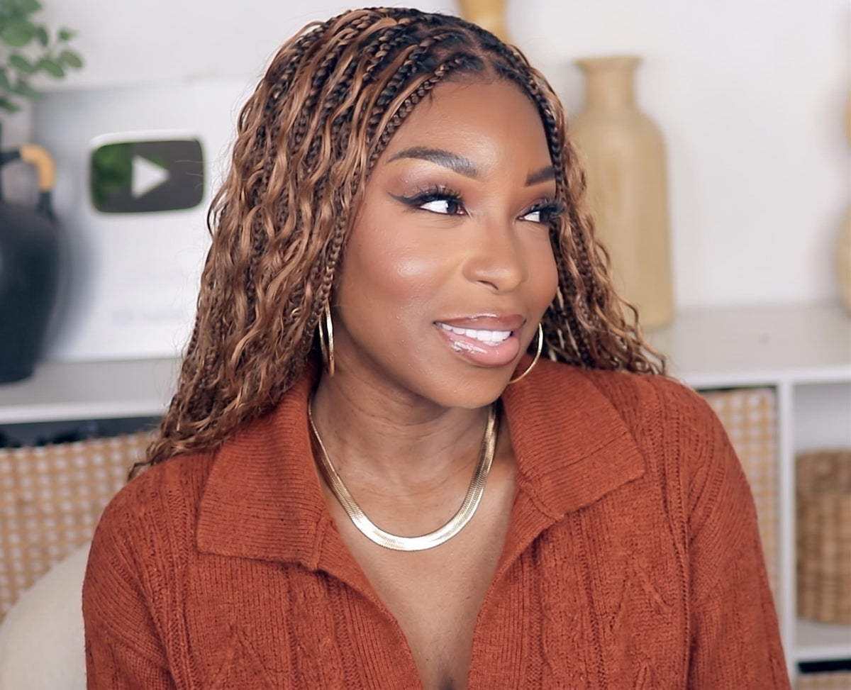 Kiki - Perruque tressée de type Boho, bouclée, en cheveux humains pré-décolorés de 24 pouces, avec base en dentelle suisse HD