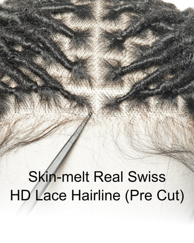 Perruque de Locs Boho en Cheveux Naturels Haute Densité, Qualité Salon, Full Lace HD, 100 Brins avec Racines Plates