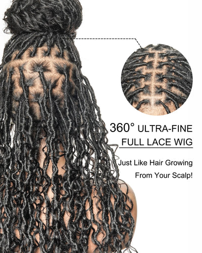 Perruque de Locs Boho en Cheveux Naturels Haute Densité, Qualité Salon, Full Lace HD, 100 Brins avec Racines Plates