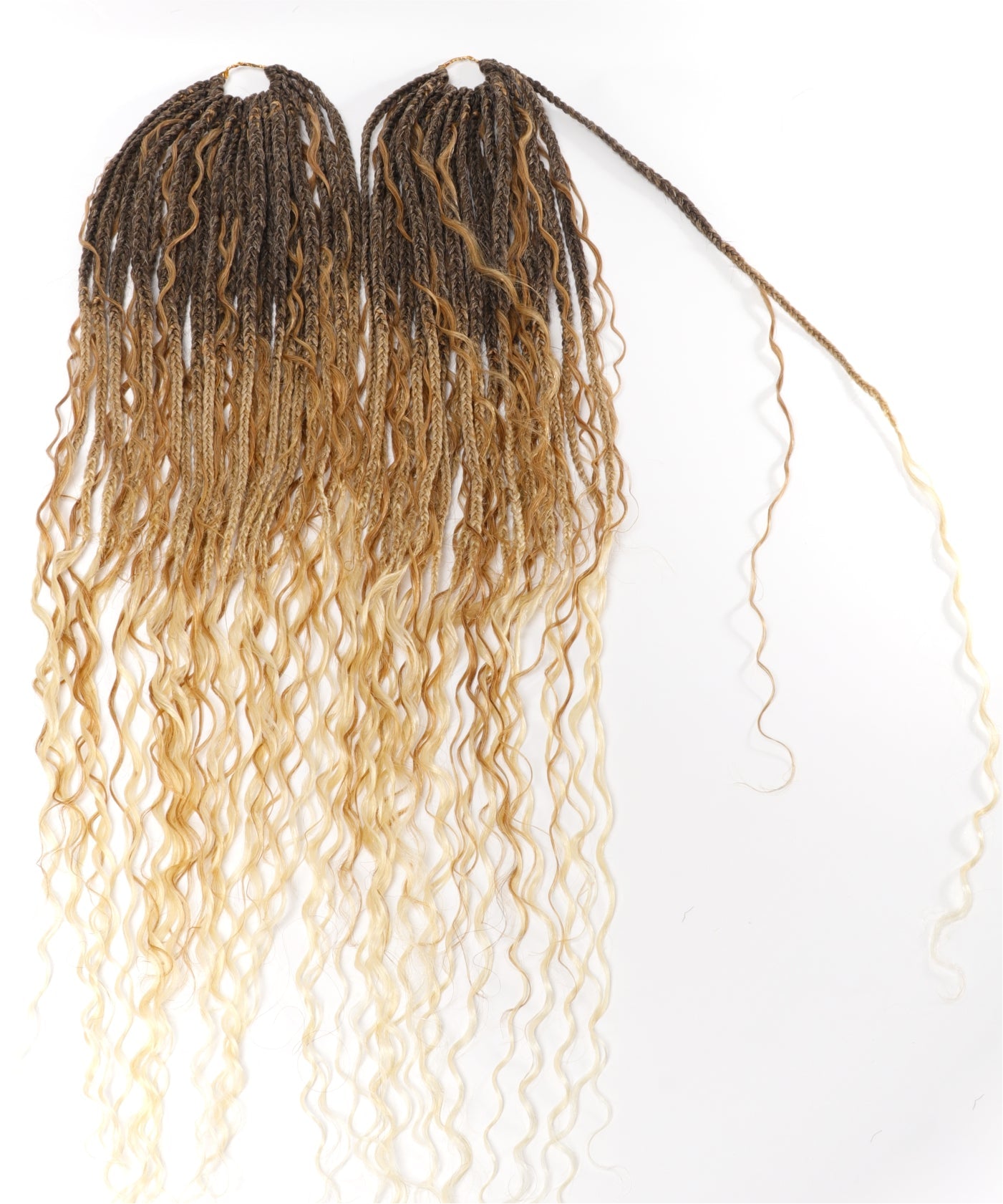 Tresses Boho Box au Crochet Pré-Bouclées de 24" Avec Boucles de Cheveux Humains Ondulés - 80 Brins/Paquet
