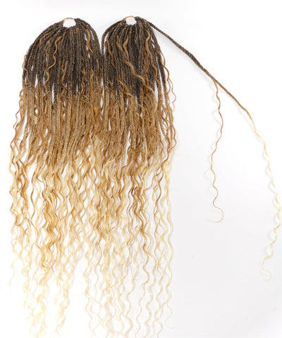 Tresses Boho Box au Crochet Pré-Bouclées de 24" Avec Boucles de Cheveux Humains Ondulés - 80 Brins/Paquet
