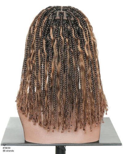 Perruque tressée de 12 pouces "Boho Box Braid" entièrement prélavée